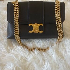 CELINE VICTOIRE Medium Black Leather Handbag